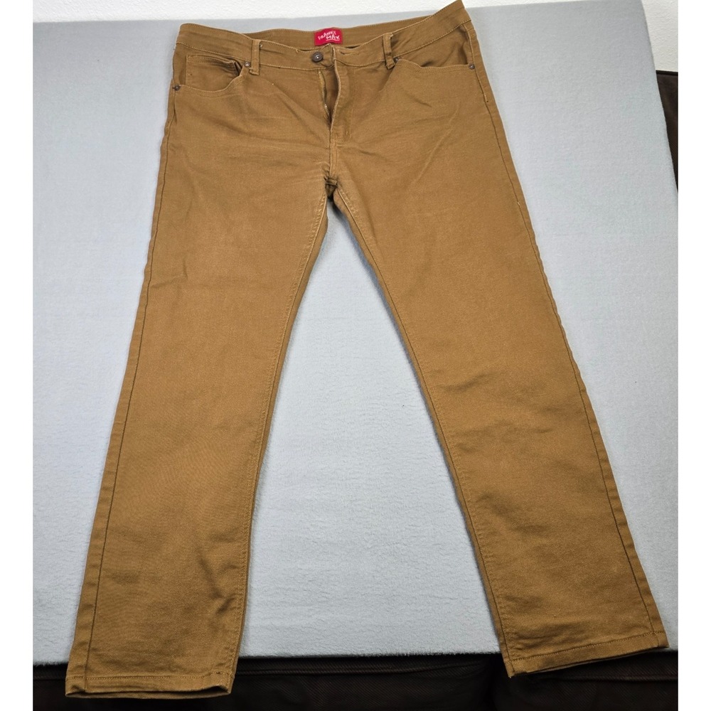 Franky Max Brown Slim Straight Jeans Men's Size 38 Casual Stretch Denim Pants